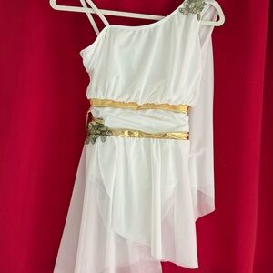 Weissman White and Gold Formal Dress